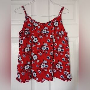 Floral Red Women's Top. Size 38 But Size Runs Small